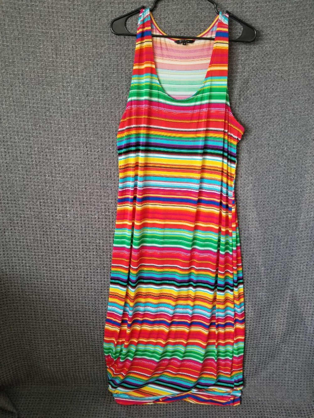 Just Love Slinky Sleeveless Tank Maxi Dress Mulitcolor Stripe 1X